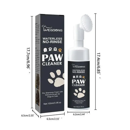 Waterless Pet Paw Cleaner Foam – Rinse-Free Deep Cleanser with Soft Brush (100ml)