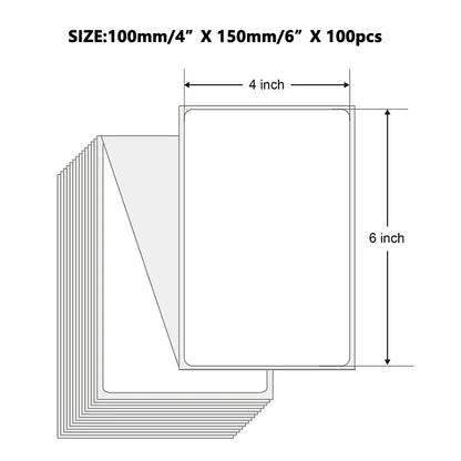 4"x6" Thermal Shipping Labels – 100x150mm Adhesive Sticker Paper (100 Sheets) for DHL, UPS, USPS, Express & Barcode Printing