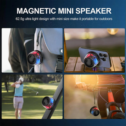 Magnetic Portable Bluetooth Speaker with LED Light & Phone Holder – HiFi Stereo Soundbar, Wireless Loudspeaker