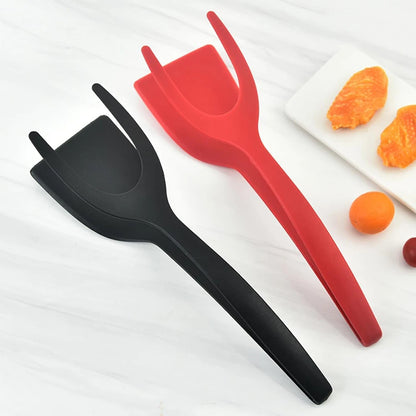 2-in-1 Grip Flip Spatula Tongs – Non-Stick Nylon Cooking Tool for Eggs, Pancakes, Omelets, Fish, and More