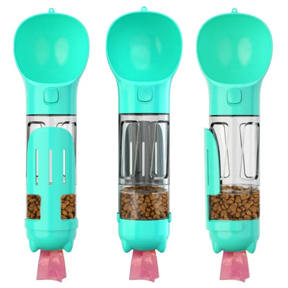 3-in-1 Portable Dog and Cat Water Bottle Feeder – Multifunctional Pet Drinking Bowl with Poop Bag & Shovel