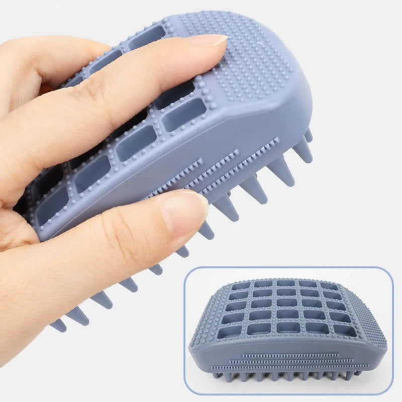Spazzola in silicone per il bagno e la toelettatura degli animali domestici - Spazzola delicata per shampoo con massaggiatore per il cuoio capelluto per la rimozione dei peli e la cura quotidiana degli animali domestici 