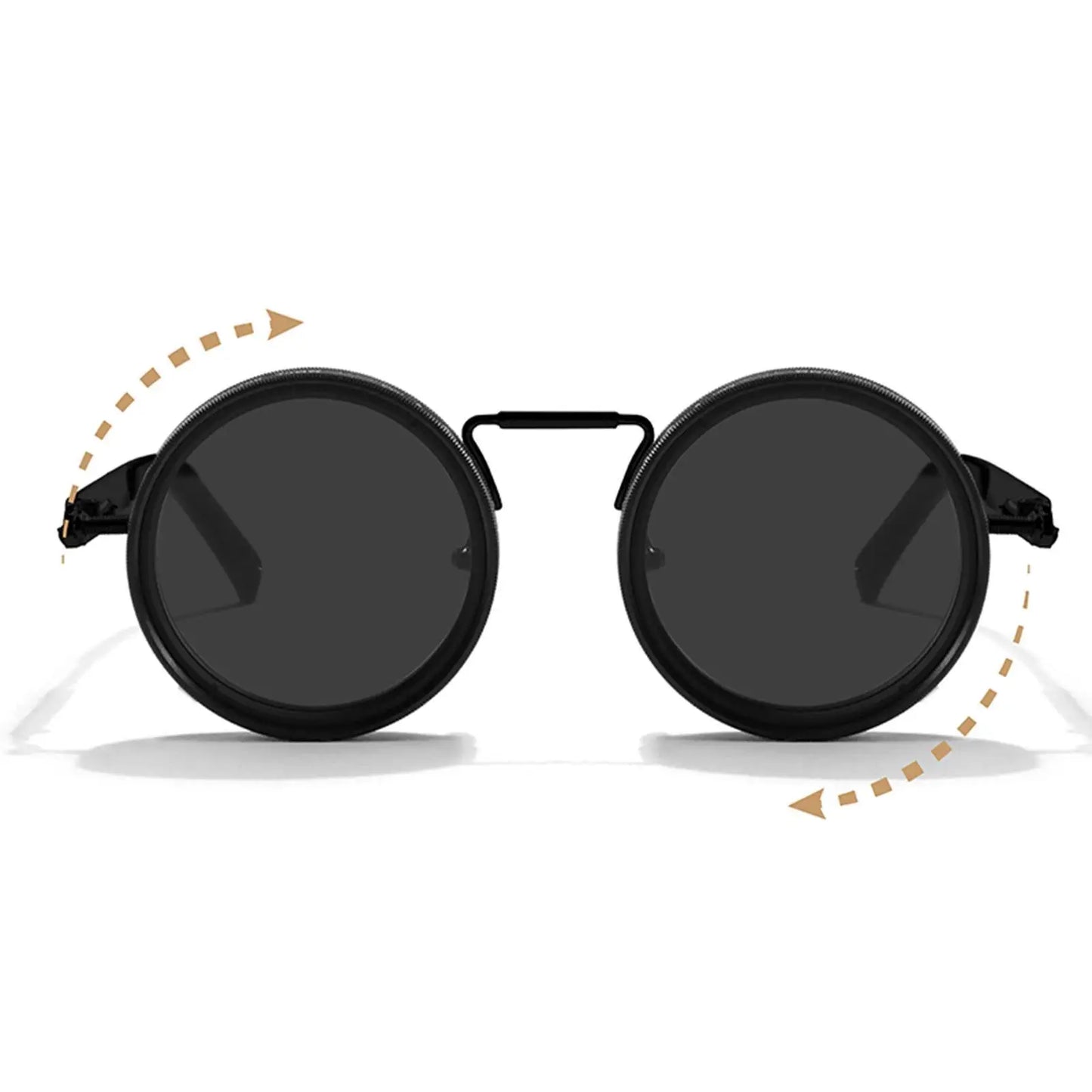 Adjustable Tint Polarized Sunglasses - Retro Round Frame for Outdoor Sports, Travel, Fishing & Casual Wear