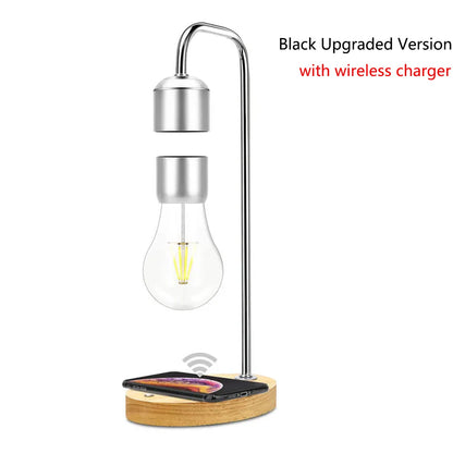 Magnetic Levitating Light Bulb – Wireless Floating LED Desk Lamp with Wood Base (Warm White)