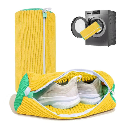 Reusable shoe washing bag for sneakers and tennis shoes, protective laundry bag with zipper and hook design