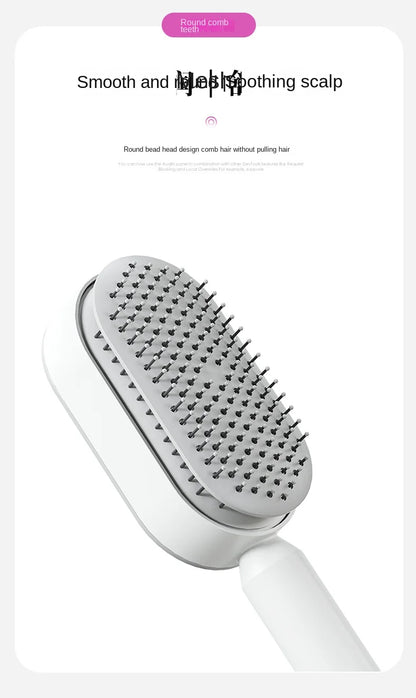 Self Cleaning Hair Brush for Women – One-Key Hair Loss Prevention & Scalp Massage Comb