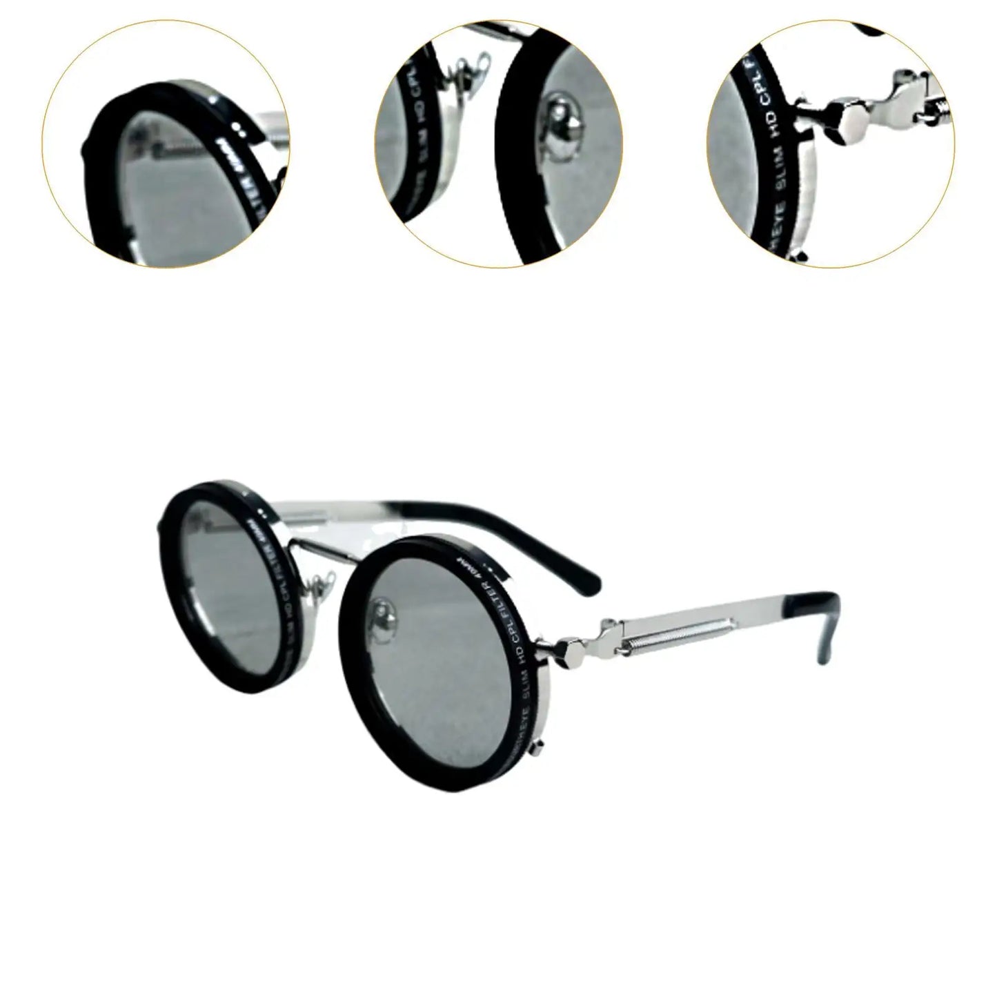 Adjustable Tint Polarized Sunglasses - Retro Round Frame for Outdoor Sports, Travel, Fishing & Casual Wear