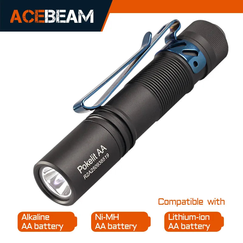ACEBEAM Pokelit AA EDC Flashlight – 1000 Lumens Rechargeable Mini Torch with USB-C, IP68 Waterproof, Keychain-Friendly