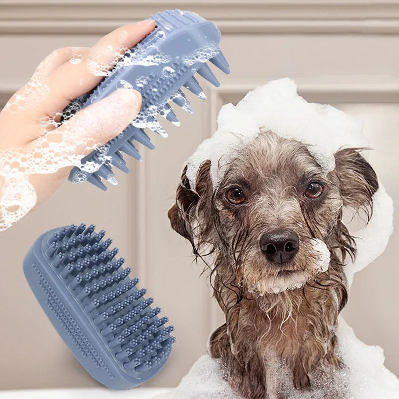 Silicone Pet Bath & Grooming Brush – Gentle Shampoo Brush with Scalp Massager for Hair Removal & Daily Pet Care