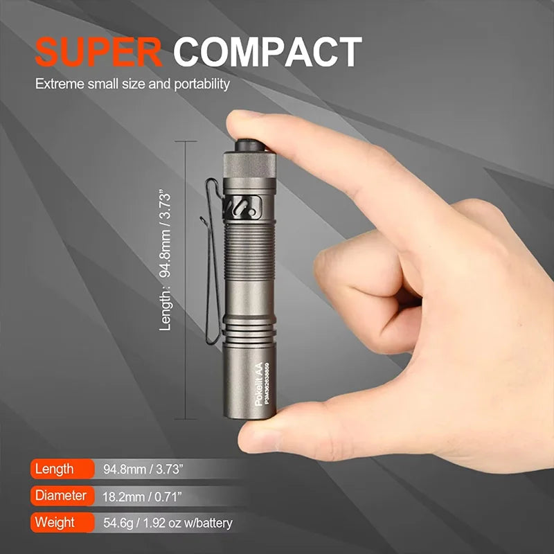 ACEBEAM Pokelit AA EDC Flashlight – 1000 Lumens Rechargeable Mini Torch with USB-C, IP68 Waterproof, Keychain-Friendly
