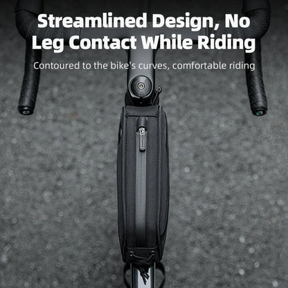 Waterproof Bicycle Frame Bag 1.3L - Portable Top Tube Cycling Pannier with Headphone Jack & Reflective Logo