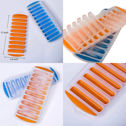 10-grid orange silicone ice cube tray mold for large square cubes, reusable and flexible for kitchen or bar use