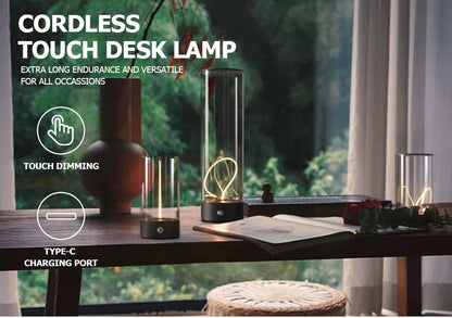 Minimalist Magnetic Touch-Control Desk Lamp – Cordless USB Rechargeable Night Light with 3 Ambient Colors
