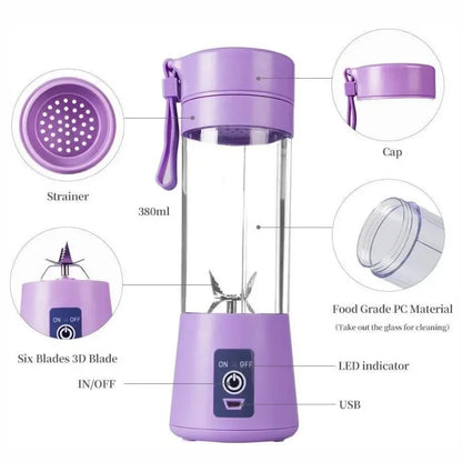 Mini Portable USB Blender – 380ML Rechargeable Juicer Cup for Smoothies & Shakes