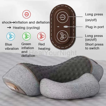 Electric Neck Massager Pillow – Heated Memory Foam Vibration Pillow for Cervical Spine Support & Sleep Relief