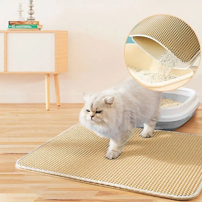 Waterproof Double-Layer Cat Litter Mat – Trapping Clean Pad for Litter Box | EVA Pet Mat for Cats
