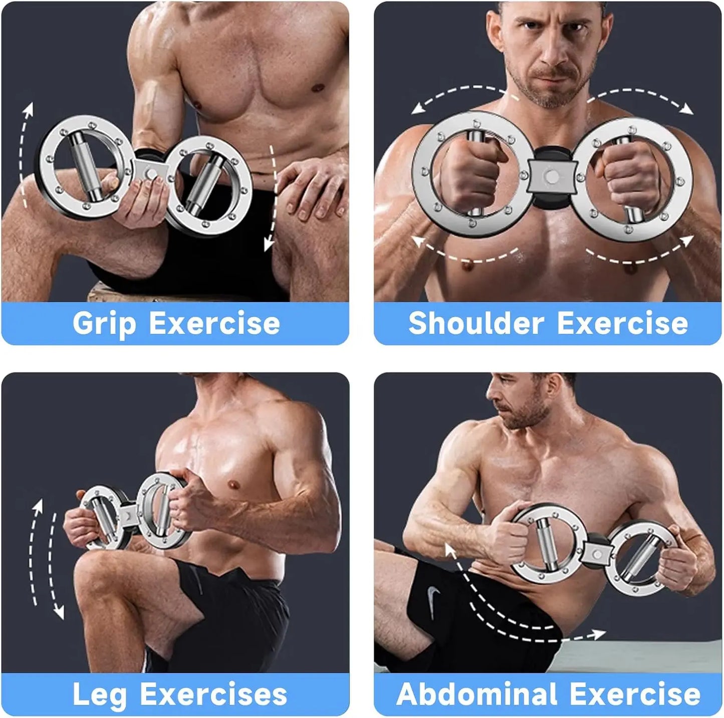 Burn Machine 10lb Adjustable Resistance Arm Rotator - Multifunctional Forearm Trainer & Grip Strength Exerciser for Strength Training