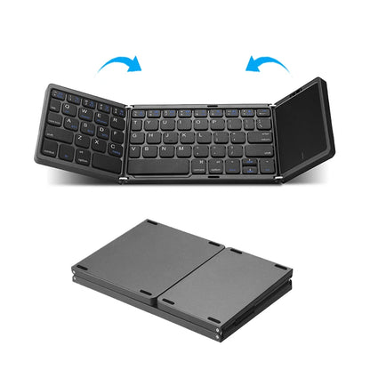 HUWEI Mini Folding Wireless Bluetooth Keyboard with Touchpad – Portable 64-Key Rechargeable Keyboard for Windows, Android, iOS, Russian, Spanish, Arabic, Hebrew, Portuguese