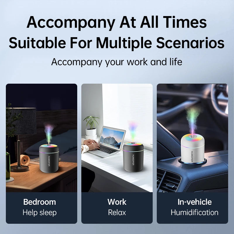 180ML USB Mini Aroma Humidifier – Ultrasonic Diffuser with LED Light for Home, Car & Bedroom