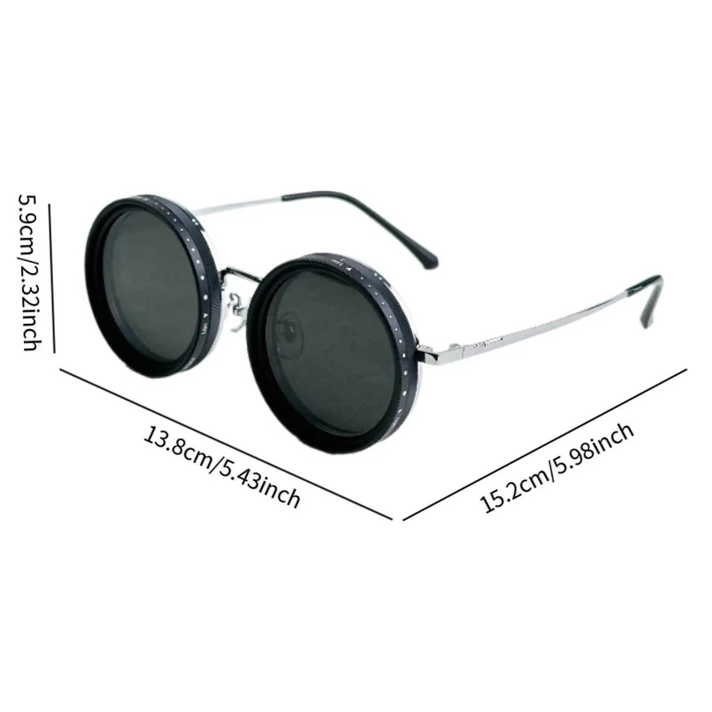 Adjustable Tint Polarized Sunglasses - Retro Round Frame for Outdoor Sports, Travel, Fishing & Casual Wear