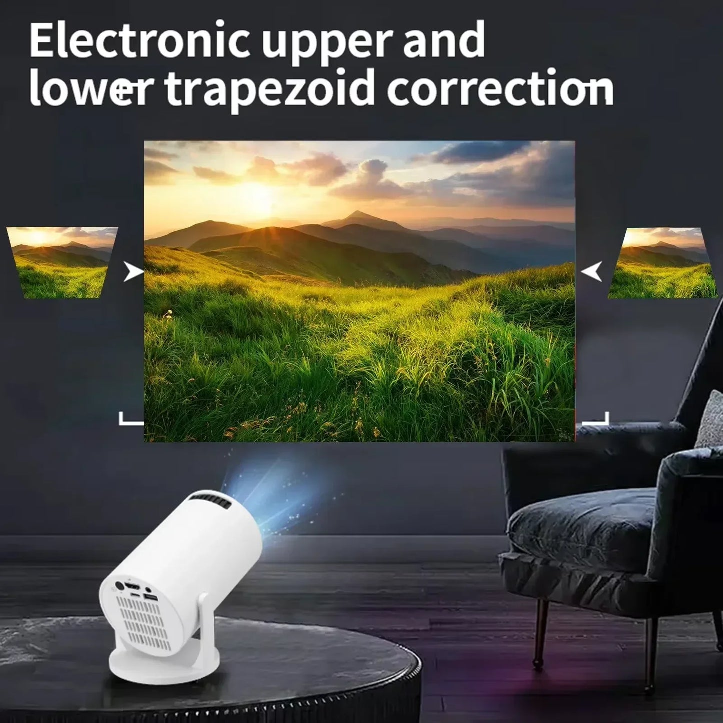 Proiettore Wi-Fi portatile 1080P Full HD girevole a 270° | Trasmissione wireless per Android/iOS/PC/TV Stick | Mini sistema home theater