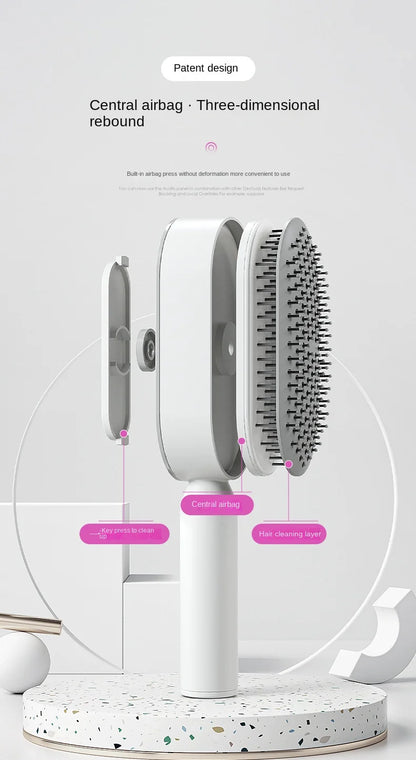 Self Cleaning Hair Brush for Women – One-Key Hair Loss Prevention & Scalp Massage Comb