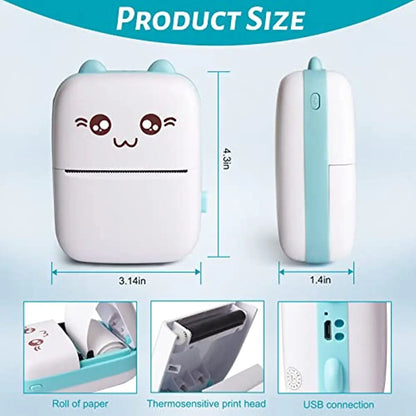 Mini Photo Pocket Printer – Portable Ink-Free Thermal 57mm Sticker Printer, Wireless Bluetooth 200dpi for Android & iOS