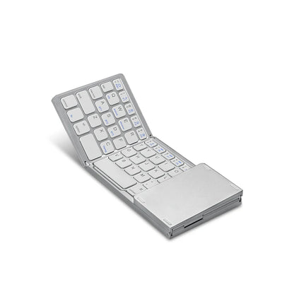 HUWEI Mini Folding Wireless Bluetooth Keyboard with Touchpad – Portable 64-Key Rechargeable Keyboard for Windows, Android, iOS, Russian, Spanish, Arabic, Hebrew, Portuguese
