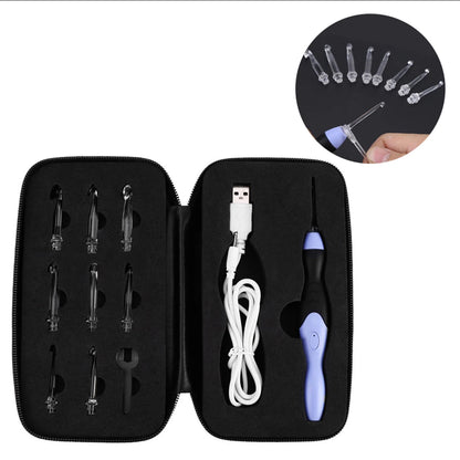 USB Rechargeable LED Crochet Hook Set – 9 Light-Up Hooks (2.5-6.5mm) with Bag, Tips & Charging Cable