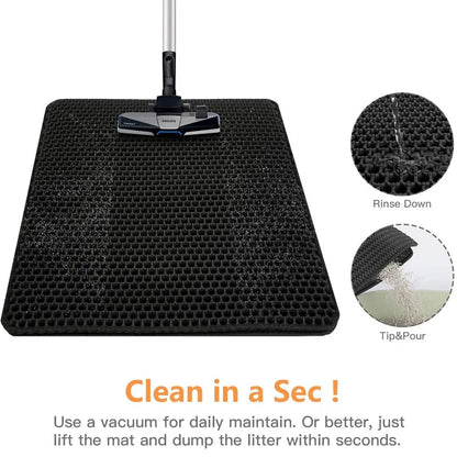 Waterproof Double-Layer Cat Litter Mat – Trapping Clean Pad for Litter Box | EVA Pet Mat for Cats