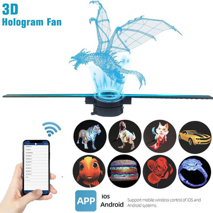 3D Hologram Fan 42CM WiFi LED Holographic Projector - 224 LED Beads, HD Floating Display for Advertising, Stores, Bars & Events
