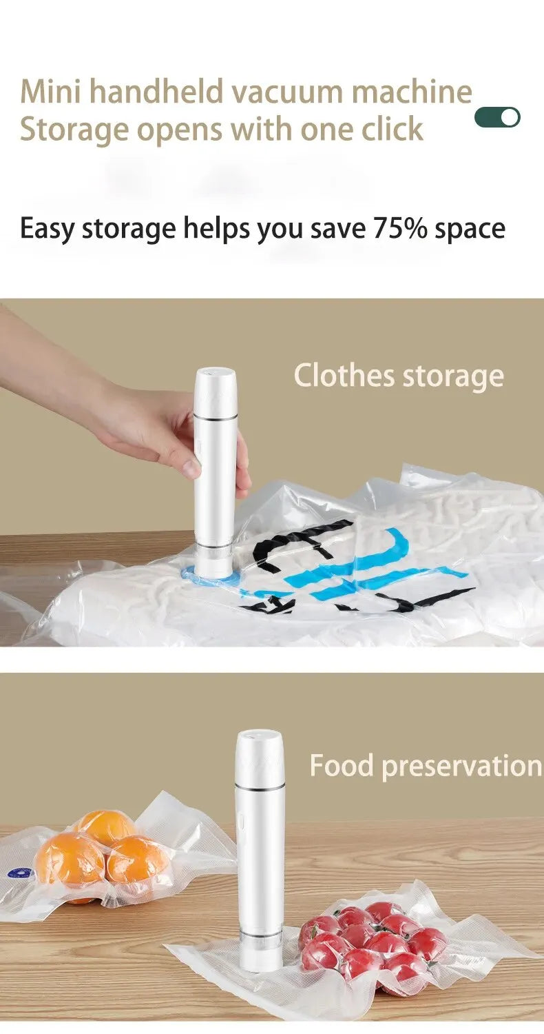 Mini Portable Handheld Vacuum Sealer – USB Rechargeable Food Storage Vacuum Packer Machine