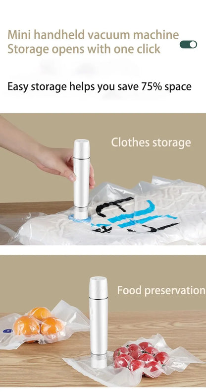 Mini Portable Handheld Vacuum Sealer – USB Rechargeable Food Storage Vacuum Packer Machine