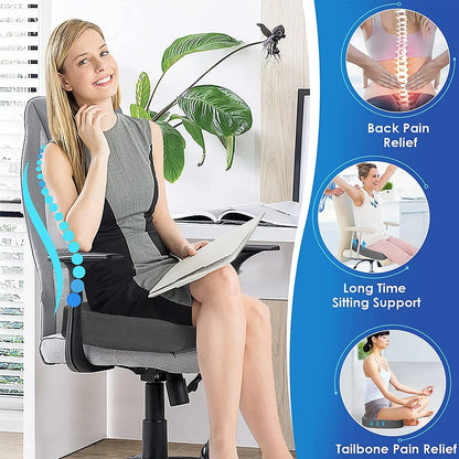 Seat Cushion for Office Chairs - Tailbone Pain Relief Pillow - Ergonomic Posture Support Pad
