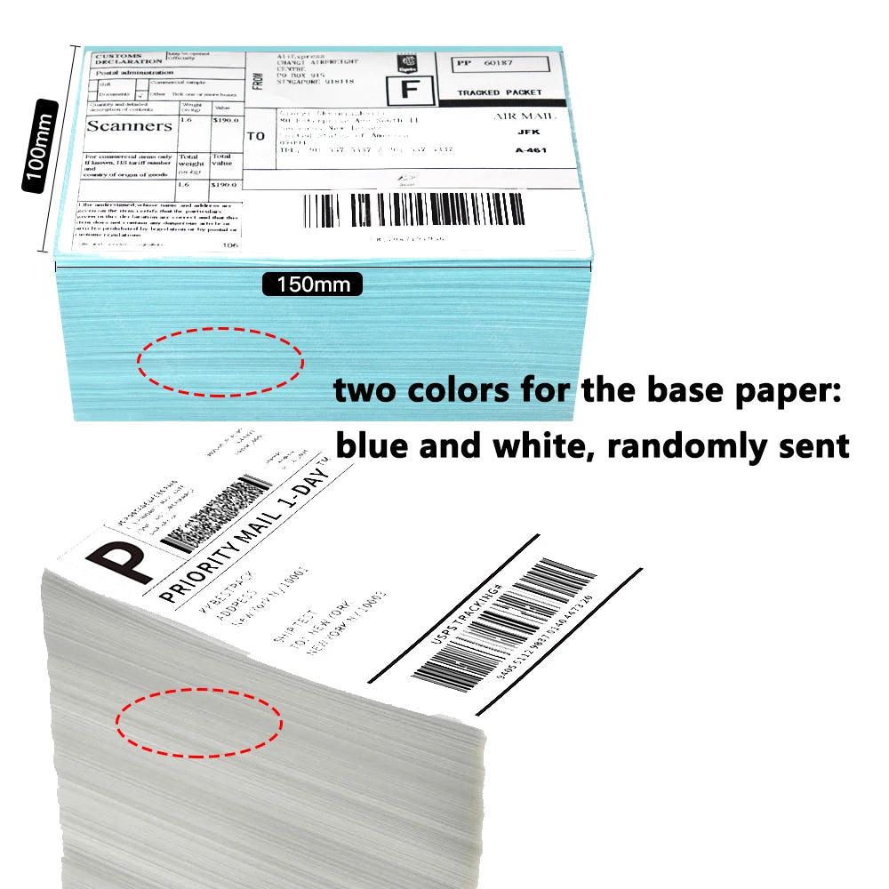 Etichette termiche per spedizioni 4"x6" - Carta adesiva 100x150 mm (100 fogli) per DHL, UPS, USPS, Express e stampa di codici a barre