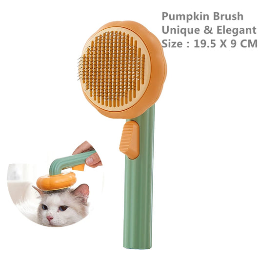 Spazzola autopulente a forma di zucca – Pettine lisciante per cani, gatti, cuccioli e conigli