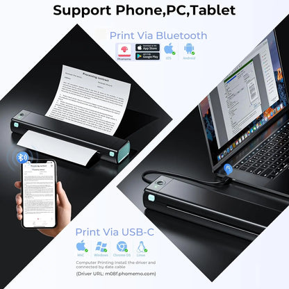 Phomemo 210mm A4 Thermal Photo Printer – Portable Bluetooth Mini Photo Printer with 1200mAh Battery