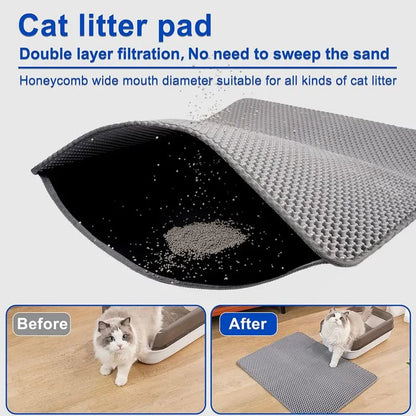 Waterproof Double-Layer Cat Litter Mat – Trapping Clean Pad for Litter Box | EVA Pet Mat for Cats