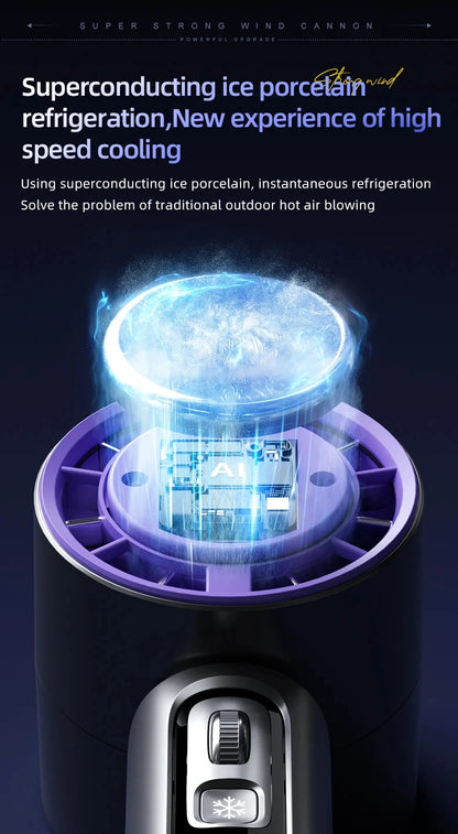 High-Speed Semiconductor Refrigeration Handheld Fan – 4000mAh USB Rechargeable Portable Outdoor Mini Fan
