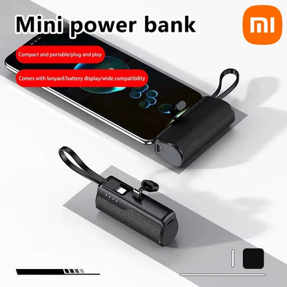 Xiaomi 50000mAh Mini Capsule Power Bank – Fast Charging with Built-in Lanyard, Type-C & Lightning Output