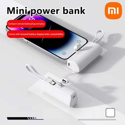 Xiaomi 50000mAh Mini Capsule Power Bank – Fast Charging with Built-in Lanyard, Type-C & Lightning Output