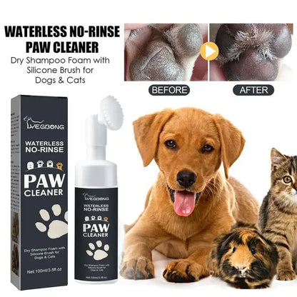Waterless Pet Paw Cleaner Foam – Rinse-Free Deep Cleanser with Soft Brush (100ml)