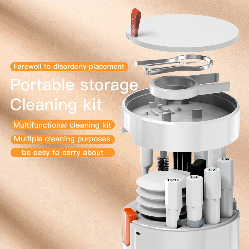 20-in-1 Digital Cleaning Kit – Headset, Keyboard, Camera & Phone Cleaner Set with Brushes & Storage Case
