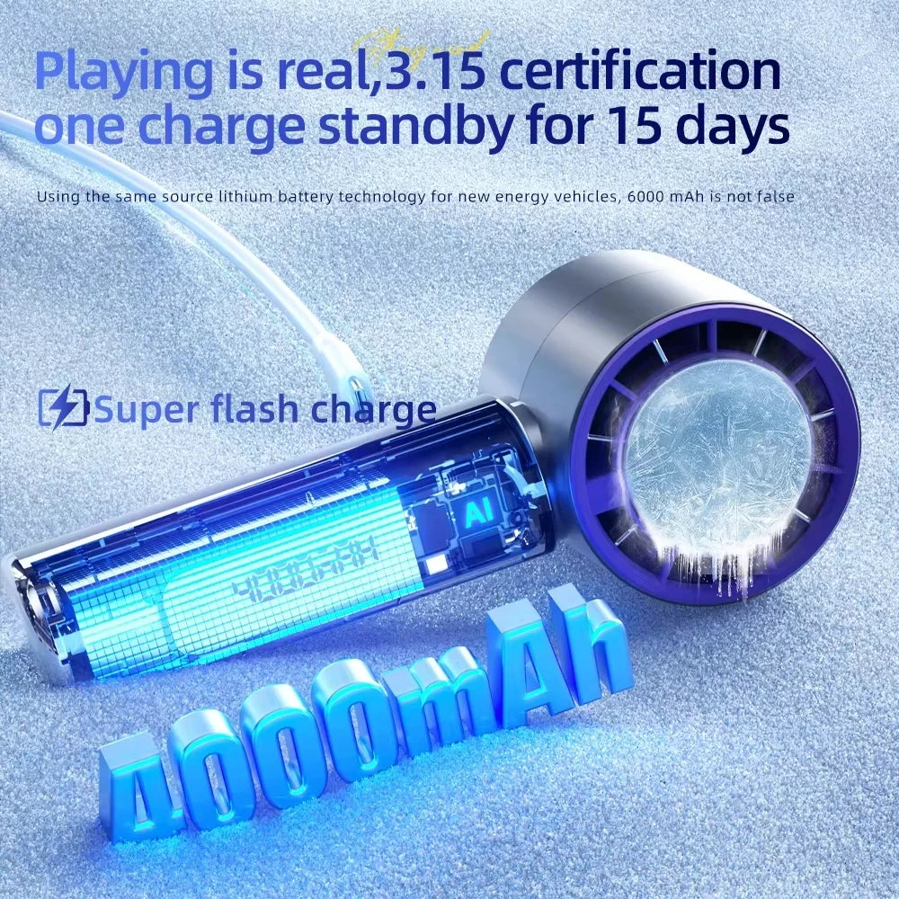 High-Speed Semiconductor Refrigeration Handheld Fan – 4000mAh USB Rechargeable Portable Outdoor Mini Fan
