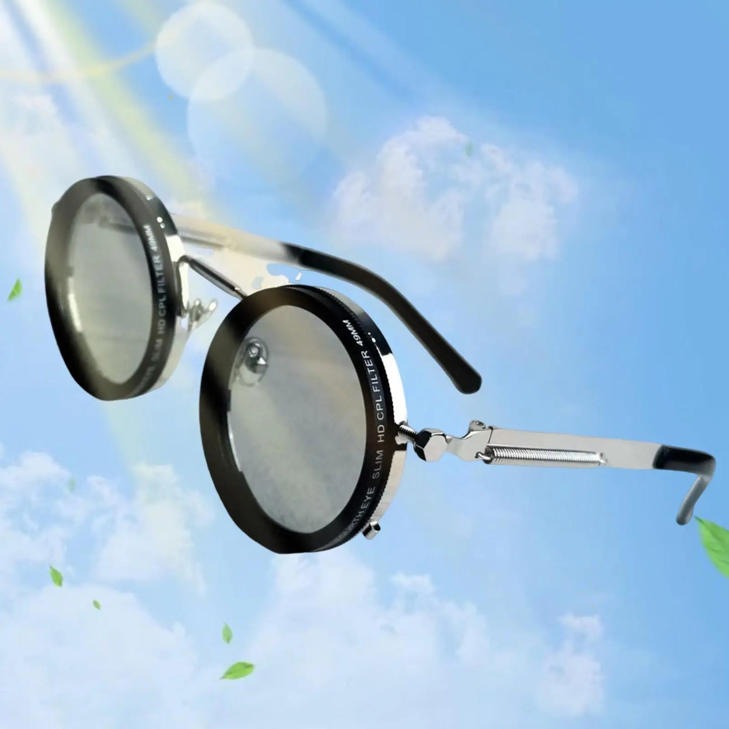 Adjustable Tint Polarized Sunglasses - Retro Round Frame for Outdoor Sports, Travel, Fishing & Casual Wear