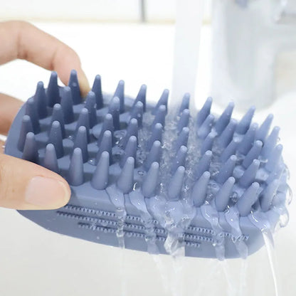 Silicone Pet Bath & Grooming Brush – Gentle Shampoo Brush with Scalp Massager for Hair Removal & Daily Pet Care