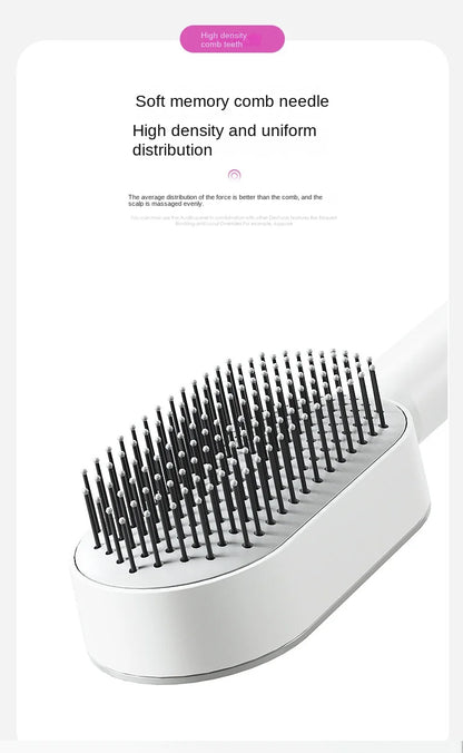 Self Cleaning Hair Brush for Women – One-Key Hair Loss Prevention & Scalp Massage Comb