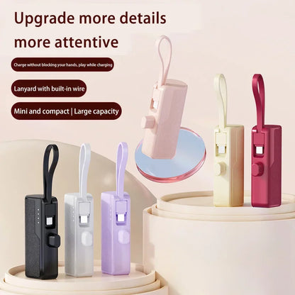 Xiaomi 50000mAh Mini Capsule Power Bank – Fast Charging with Built-in Lanyard, Type-C & Lightning Output