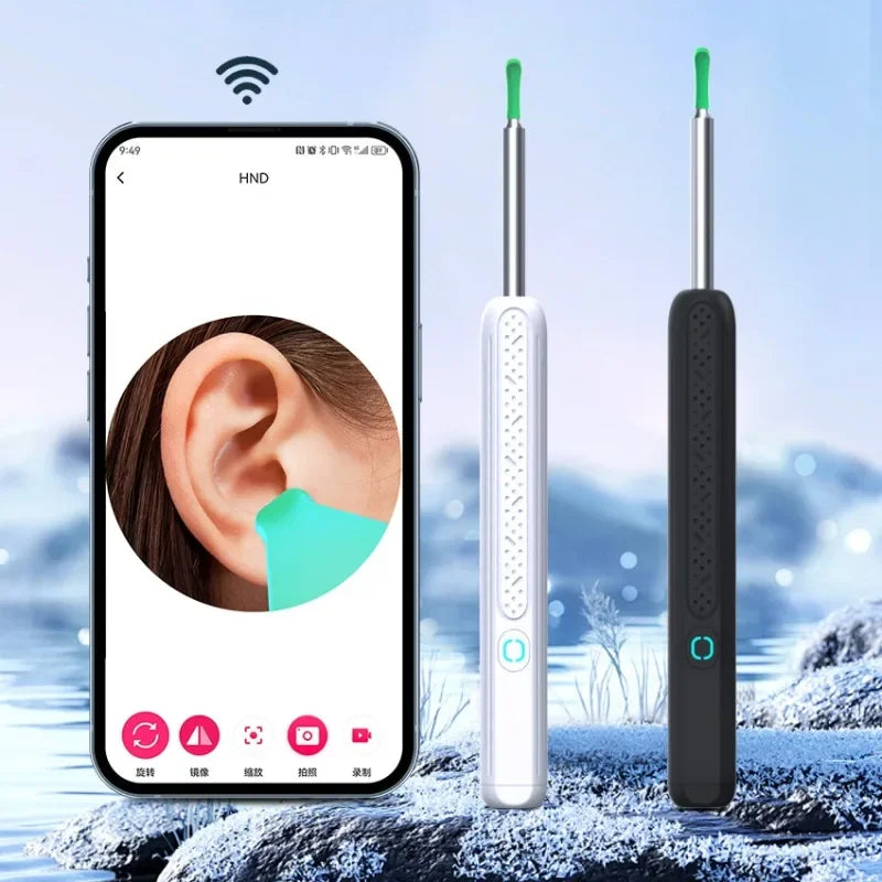 1-9 pezzi/set pulitore auricolare visivo con telecamera, bastoncini auricolari, ricarica USB, strumento per la rimozione del cerume, connessione Wi-Fi, 6 luci LED, strumento per la pulizia dell'orecchio