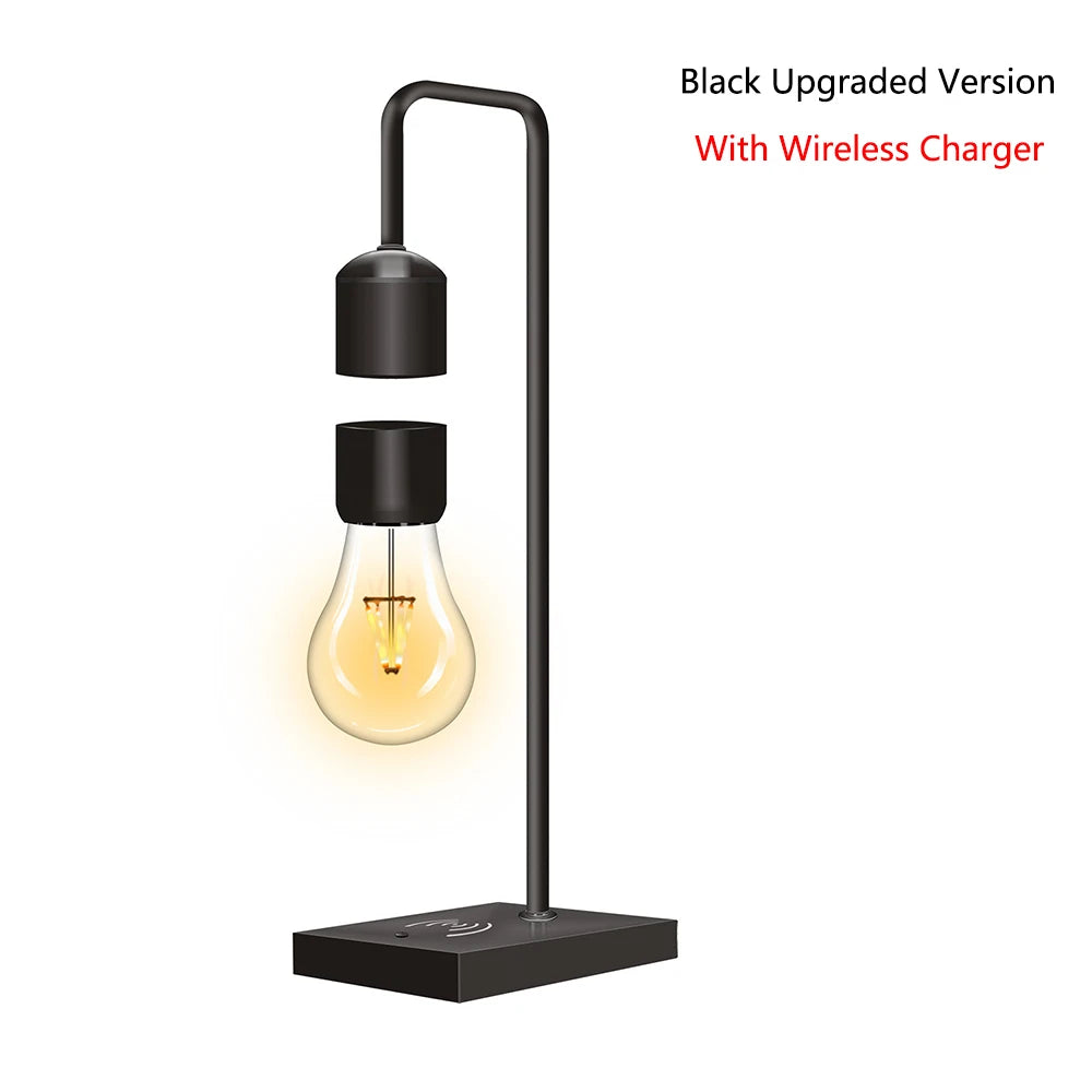 Magnetic Levitating Light Bulb – Wireless Floating LED Desk Lamp with Wood Base (Warm White)